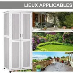 Abri De Jardin Armoire De Jardin Sur Pied Dim. 77L X 58l X 175H Cm 2 étagères 2 Portes 3 Crochets Toit Bitumé étanche Bois Pin Pré-huilé Gris Blanc -Vous ne pouvez pas battre les meubles. b98e46e3abb3c872287a55c17b1d5f27 none 79c1accad75602ce8fa59b3f701139af 79c1acc