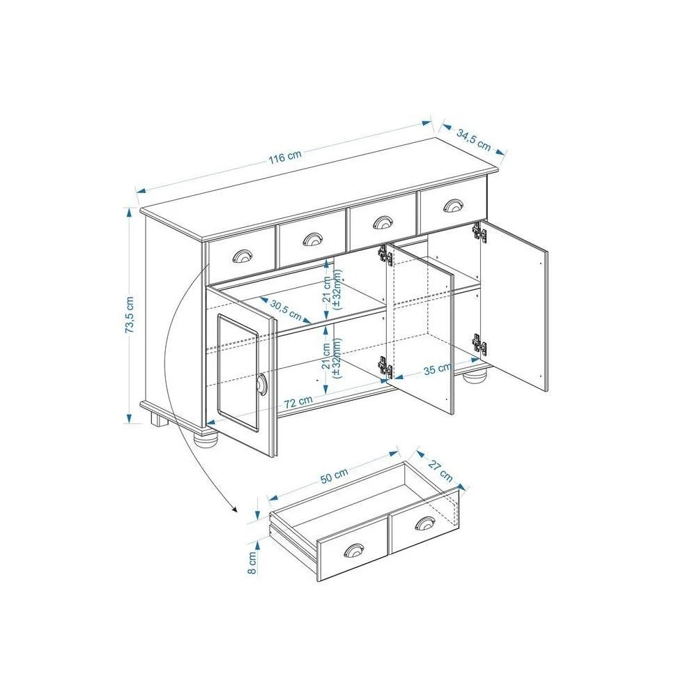 Buffet COLMAR En Pin Massif 2 Tiroirs Et 3 Portes Lasuré Blanc 1 Buffet COLMAR En Pin Massif 2 Tiroirs Et 3 Portes Lasuré Blanc