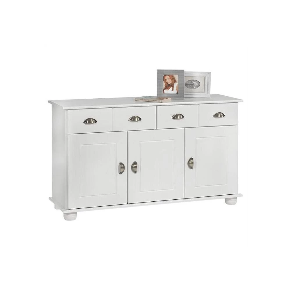 Buffet COLMAR En Pin Massif 2 Tiroirs Et 3 Portes Lasuré Blanc 4 Buffet COLMAR En Pin Massif 2 Tiroirs Et 3 Portes Lasuré Blanc – Image 4