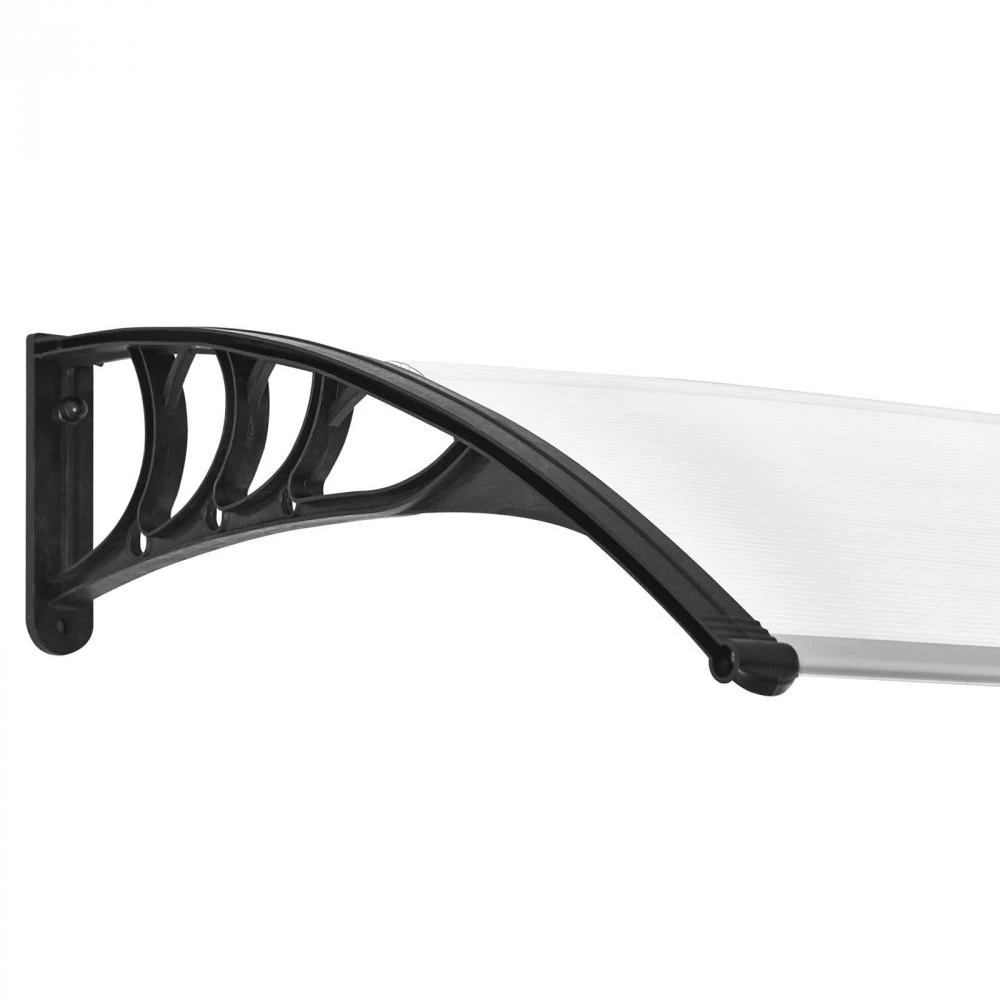Auvent Marquise De Porte Design Voûté Arrondi Dim. 100L X 80l X 23H Cm Polycarbonate Plastique Noir 3 Auvent Marquise De Porte Design Voûté Arrondi Dim. 100L X 80l X 23H Cm Polycarbonate Plastique Noir – Image 3
