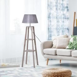 Lampadaire Design Contemporain 2 étagères Intégrées 60 W Max. Dim. 45L X 45l X 148H Cm Pin Lin Gris -Vous ne pouvez pas battre les meubles. ccfcf4bc432bf548c36c8f2c7a56a4a4 none ae23ac2928f75a92e6c9c320b1ea074d ae23ac2