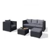 LUNGA 5 - Ensemble Salon De Jardin Résine Tressée - 5 Places - Noir/Gris