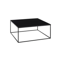Table Basse Carré HILAR Cadre Et Plateau En Métal Laqué Noir