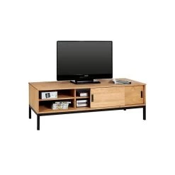 Meuble TV SELMA 2 Portes Coulissantes Teinté Brun Clair