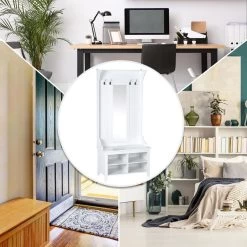 Porte-manteau Vestiaire D'entrée Banc Style Néo-rétro Dim. 80L X 40l X 170H Cm 4 étagères 4 Patères Double Crochet Miroir MDF Panneaux Particules Blanc -Vous ne pouvez pas battre les meubles. d2bd3623f739898e59cee3179fb55276 none 8fb19987e87b01b5dfd7e2b86c7d49dd 8fb1998