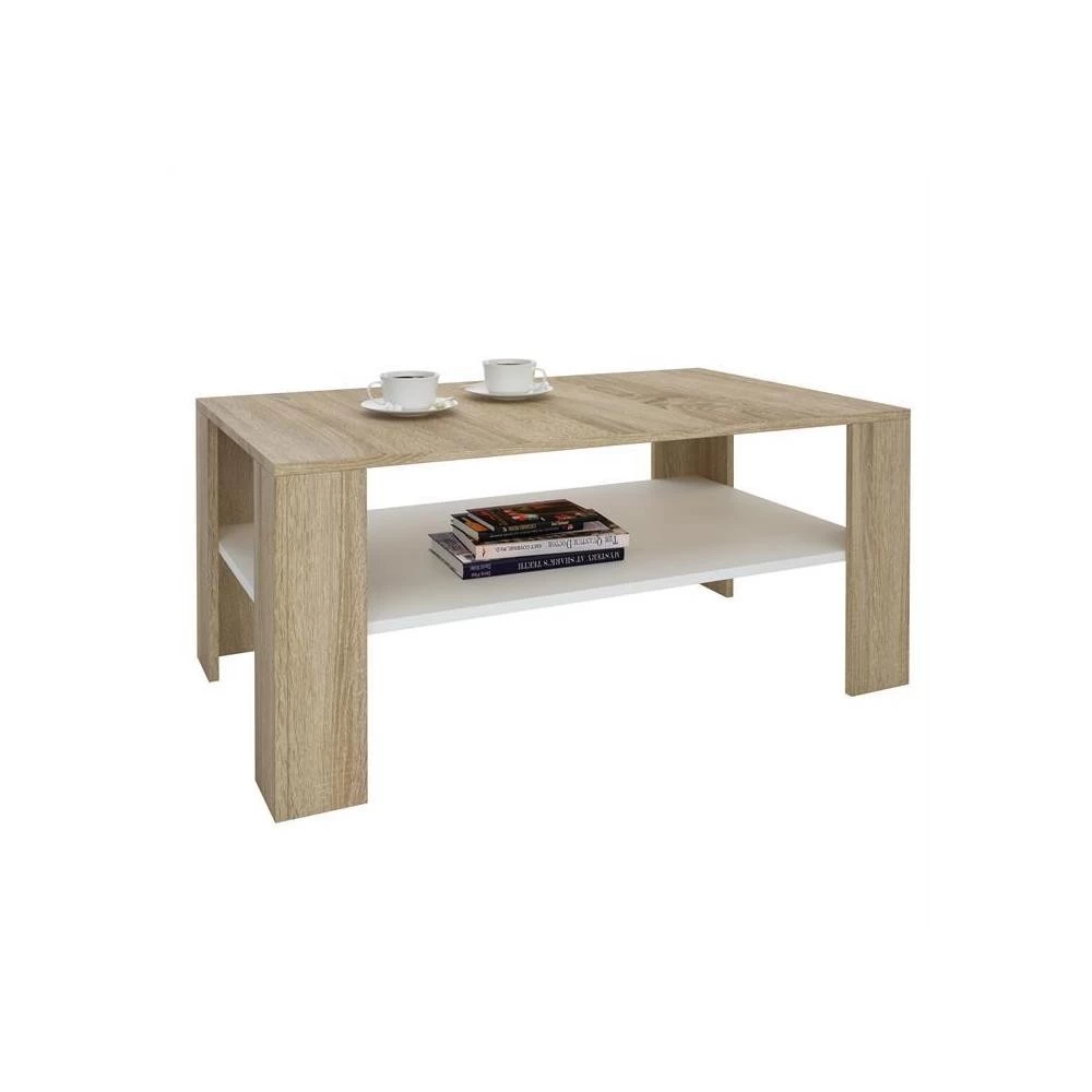Table Basse LORIENT En Mélaminé Décor Chêne Sonoma Et Blanc Mat 2 Table Basse LORIENT En Mélaminé Décor Chêne Sonoma Et Blanc Mat – Image 2