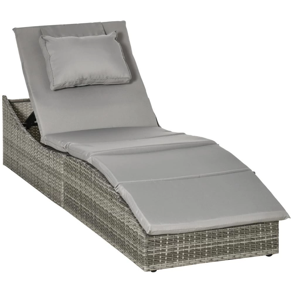Bain De Soleil Transat Pliable Grand Confort Matelas Inclus Inclinaison Réglable Multi-positions Résine Tressée PE Polyester Gris 6 Bain De Soleil Transat Pliable Grand Confort Matelas Inclus Inclinaison Réglable Multi-positions Résine Tressée PE Polyester Gris – Image 6