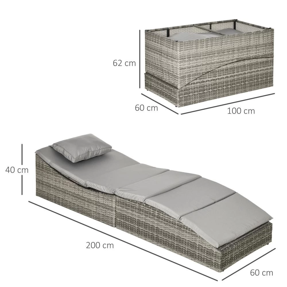 Bain De Soleil Transat Pliable Grand Confort Matelas Inclus Inclinaison Réglable Multi-positions Résine Tressée PE Polyester Gris 2 Bain De Soleil Transat Pliable Grand Confort Matelas Inclus Inclinaison Réglable Multi-positions Résine Tressée PE Polyester Gris – Image 2