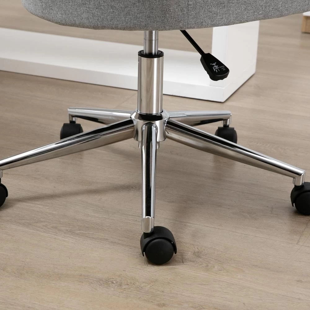 Chaise De Bureau Design Contemporain Dossier Accoudoirs Striés Hauteur Réglable Pivotant 360° Piètement Chromé Lin Gris Clair 3 Chaise De Bureau Design Contemporain Dossier Accoudoirs Striés Hauteur Réglable Pivotant 360° Piètement Chromé Lin Gris Clair – Image 3