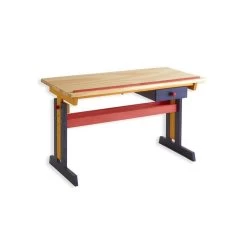 Bureau Enfant FLEXI En Pin Massif Réglable En Hauteur Et Plateau Inclinable Lasuré Multicolore
