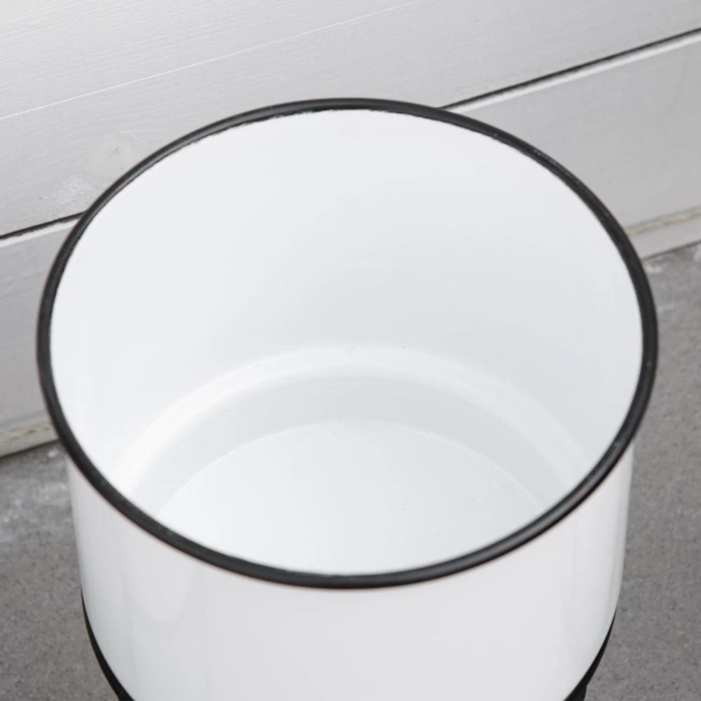 Supports De Pots De Fleurs Design - Supports à Plantes - Lot De 3 Avec Pots De Fleurs - Métal époxy Noir Et Blanc 2 Supports De Pots De Fleurs Design - Supports à Plantes - Lot De 3 Avec Pots De Fleurs - Métal époxy Noir Et Blanc – Image 2