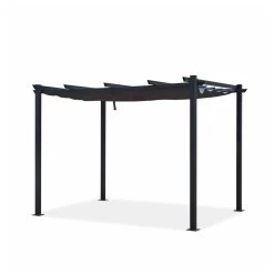 Tonnelle/Pergola Aluminium 3x3m Toile Coulissante Rétractable - Gris - OHIO