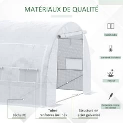 Serre De Jardin Tunnel 18 M² Dim. 5,97L X 3,02l X 2H M - 12 Fenêtres, Porte Zippée Enroulable - Châssis Tubulaire Acier Galvanisé, Bâche PE Haute Densité Blanc -Vous ne pouvez pas battre les meubles. edfd9af46acf240297dad3bfdc841cd5 none aaf5cfa0d2e9ceeecdaaa04c0234c9f6 aaf5cfa