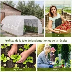 Serre De Jardin Tunnel 18 M² Dim. 5,97L X 3,02l X 2H M - 12 Fenêtres, Porte Zippée Enroulable - Châssis Tubulaire Acier Galvanisé, Bâche PE Haute Densité Blanc -Vous ne pouvez pas battre les meubles. edfd9af46acf240297dad3bfdc841cd5 none f8cf13cabc590769894304b6eb2dced6 f8cf13c