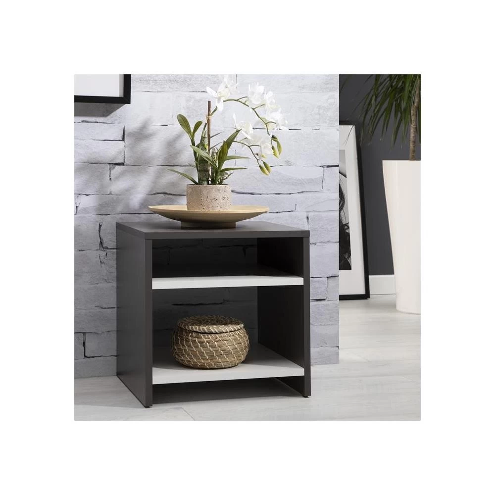 Table D'appoint LIVORNO En Mélaminé Gris Et Blanc Mat 1 Table D'appoint LIVORNO En Mélaminé Gris Et Blanc Mat