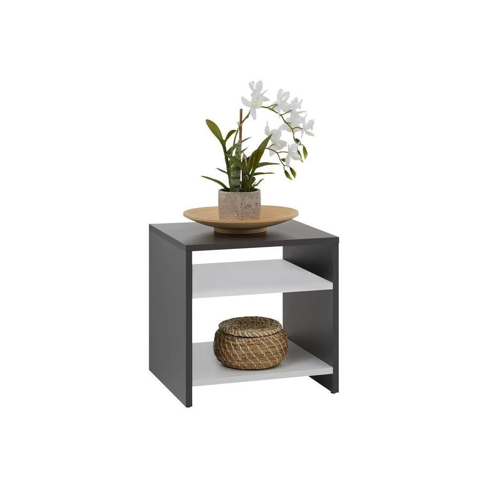 Table D'appoint LIVORNO En Mélaminé Gris Et Blanc Mat 3 Table D'appoint LIVORNO En Mélaminé Gris Et Blanc Mat – Image 3