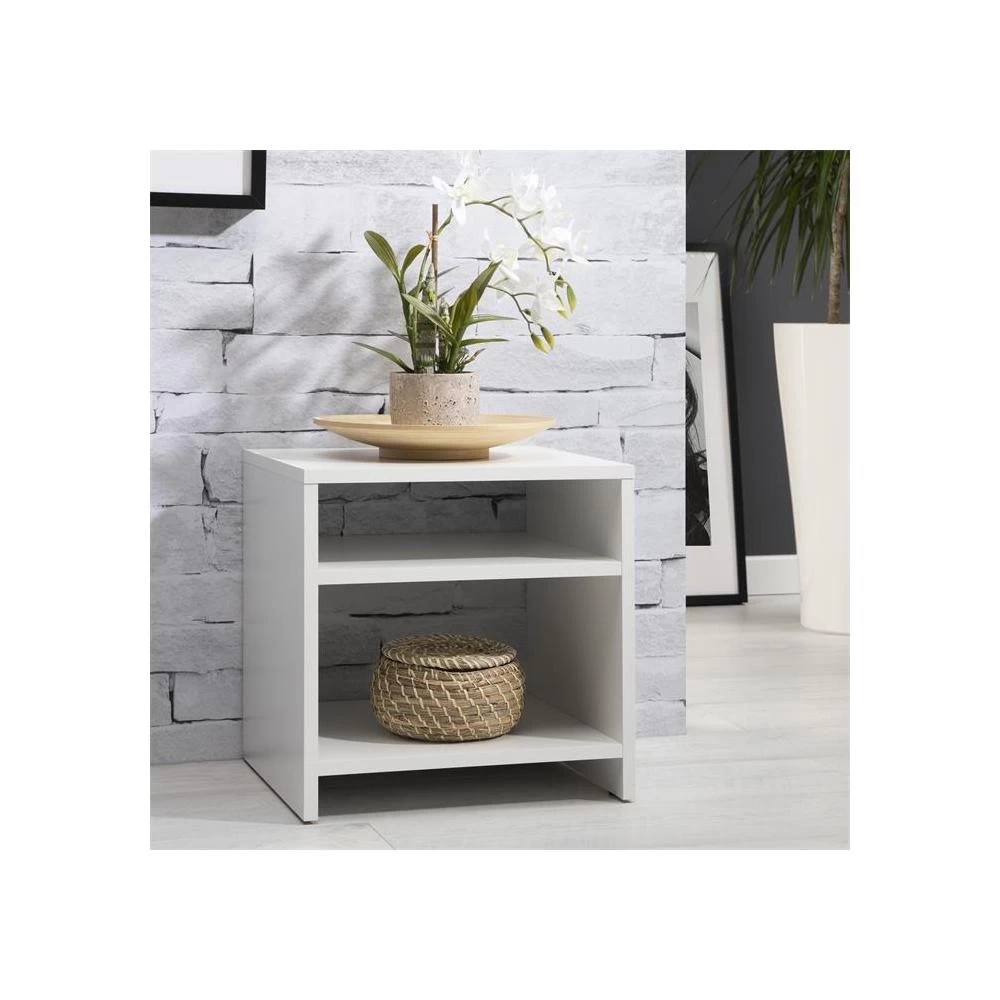 Table D'appoint LIVORNO En Mélaminé Blanc Mat 2 Table D'appoint LIVORNO En Mélaminé Blanc Mat – Image 2