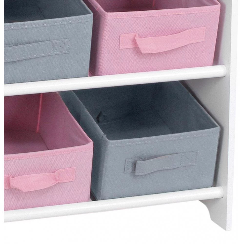 Meuble 9 Panières Pour Enfant Rose Gris 2 Meuble 9 Panières Pour Enfant Rose Gris – Image 2