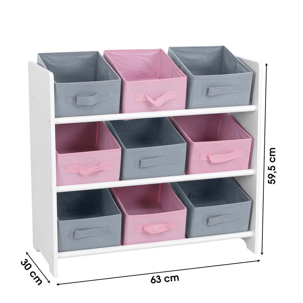 Meuble 9 Panières Pour Enfant Rose Gris 1 Meuble 9 Panières Pour Enfant Rose Gris