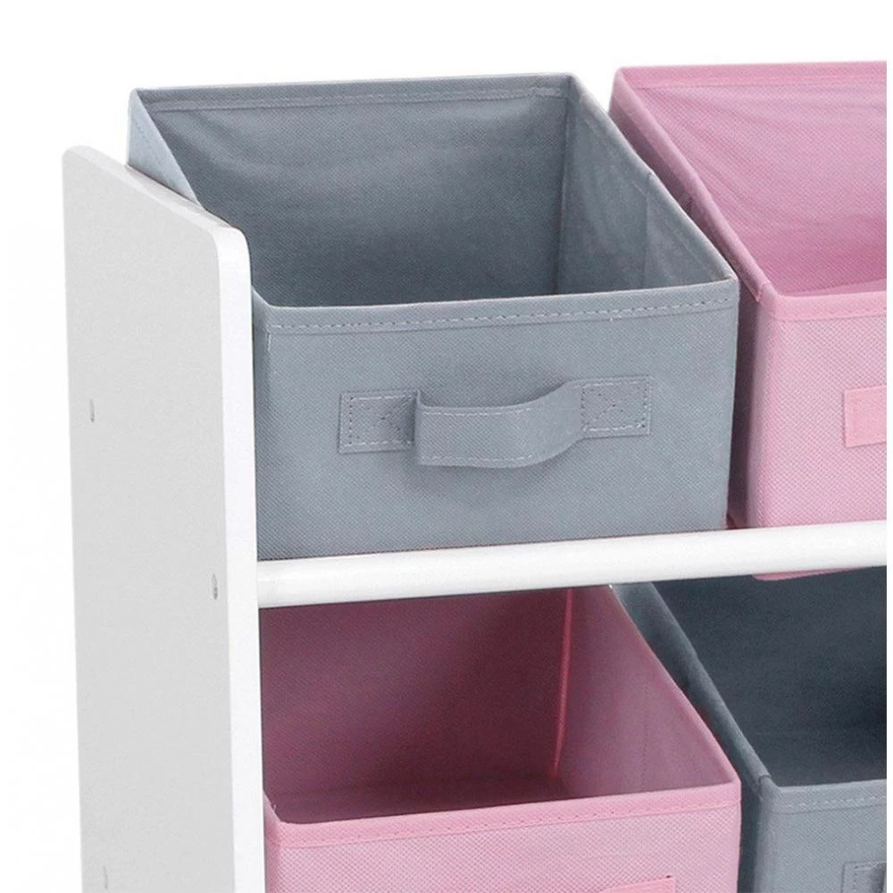 Meuble 9 Panières Pour Enfant Rose Gris 3 Meuble 9 Panières Pour Enfant Rose Gris – Image 3
