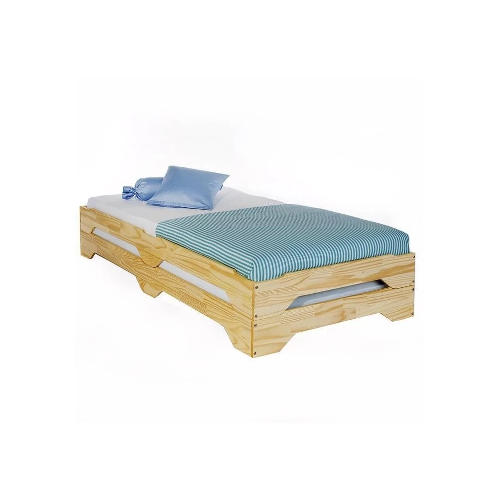 Lot De 2 Lits Superposables RONNY En Pin 90 X 200 Cm Vernis Naturel 2 Lot De 2 Lits Superposables RONNY En Pin 90 X 200 Cm Vernis Naturel – Image 2