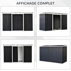 Abri De Jardin - Remise Pour Outils - Cabanon Portes Verrouillables - Dim. 2,8L X 1,3l X 1,72H M - Tôle D'acier Gris Noir -Vous ne pouvez pas battre les meubles. f6ce36b023e12548be20306250d87f38 none eba59789caa3d411c2350f7426bfdfdd eba5978
