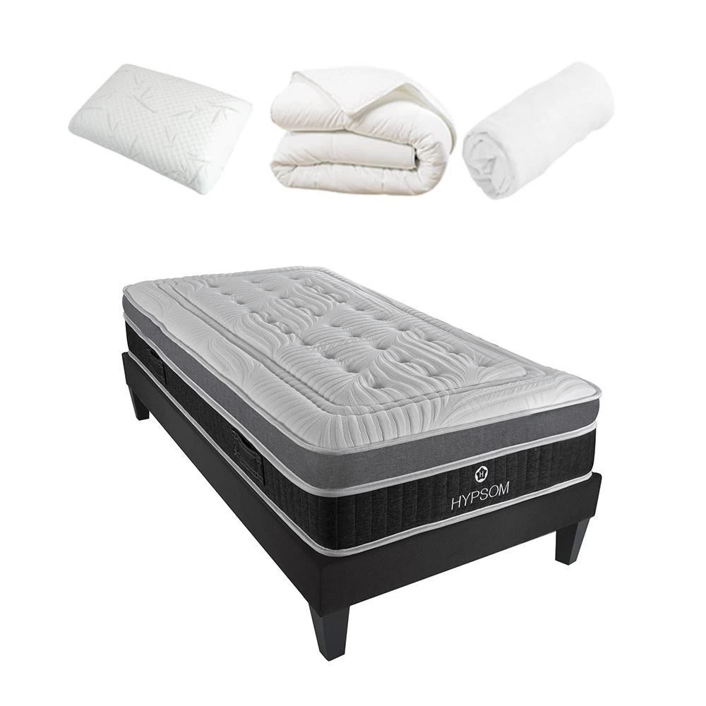 HYPSOM | Pack Prêt à Dormir Elégance 90x200 Cm | Matelas Mémoire De Forme + Sommier + Accessoires 1 HYPSOM | Pack Prêt à Dormir Elégance 90x200 Cm | Matelas Mémoire De Forme + Sommier + Accessoires