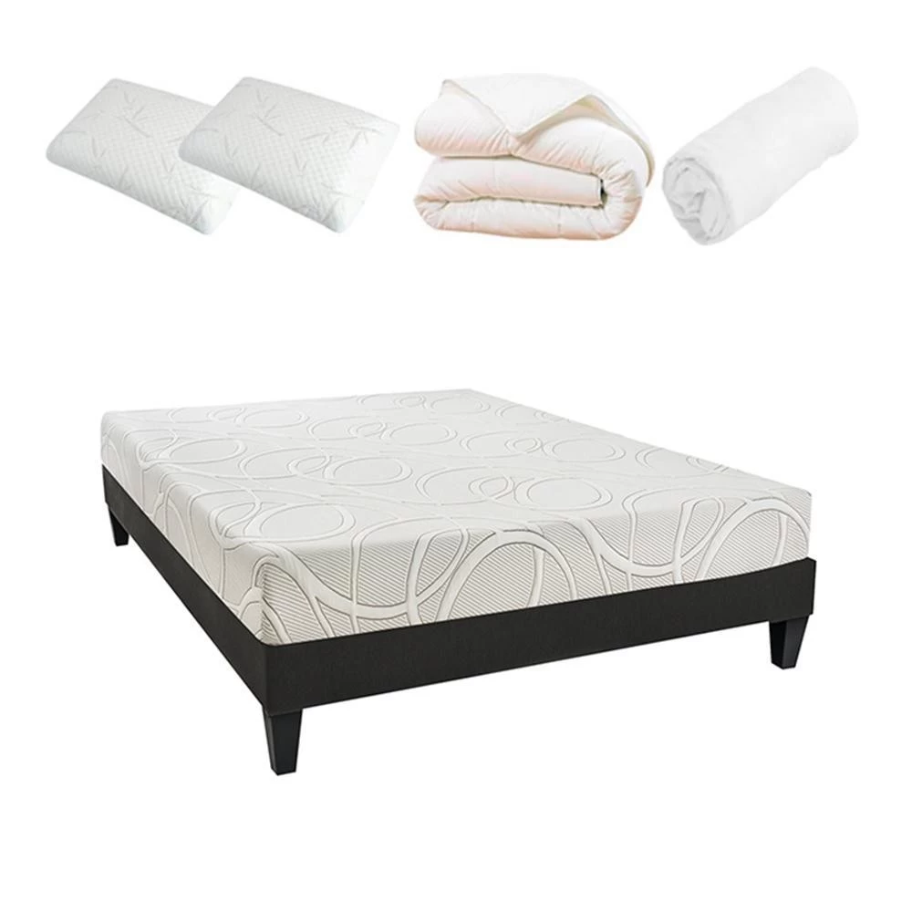 OLYMPE LITERIE | Pack Prêt à Dormir Eupraxie 140x200 Cm | Matelas Mémoire De Forme + Sommier + Accessoires 2 OLYMPE LITERIE | Pack Prêt à Dormir Eupraxie 140x200 Cm | Matelas Mémoire De Forme + Sommier + Accessoires – Image 2