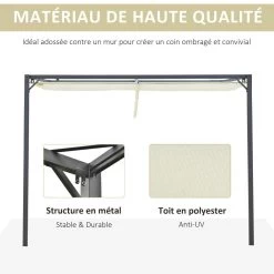 Pergola Adossable Retractable Dim. 3L X 3l X 2,3H M Pavillon De Jardin Toile Polyester Haute Densité Crème Structure Métal époxy Gris -Vous ne pouvez pas battre les meubles. fbd0ca9185732b86b504ede316e35c43 none c5283b05248670de6bf7cfdfe06c3a8c c5283b0