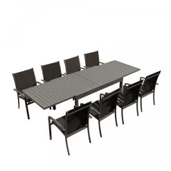 Table De Jardin Extensible Aluminium 135/270cm + 8 Fauteuils Empilables Textilène Gris Anthracite - ANDRA -Vous ne pouvez pas battre les meubles. fc2ca535643b60448c17f2bf0ffd28ec none 6795ad42d924556dfa270350cbce810f 6795ad4
