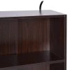 Bibliothèque Scandinave Dim. 80L X 23,5l X 124H Cm 5 Niches Placard 2 Portes Pieds Effilés Inclinés Bois Massif Panneaux Particules Wengé