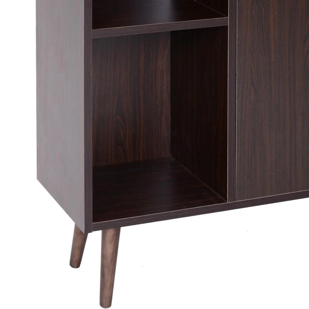 Bibliothèque Scandinave Dim. 80L X 23,5l X 124H Cm 5 Niches Placard 2 Portes Pieds Effilés Inclinés Bois Massif Panneaux Particules Wengé 8 Bibliothèque Scandinave Dim. 80L X 23,5l X 124H Cm 5 Niches Placard 2 Portes Pieds Effilés Inclinés Bois Massif Panneaux Particules Wengé – Image 8